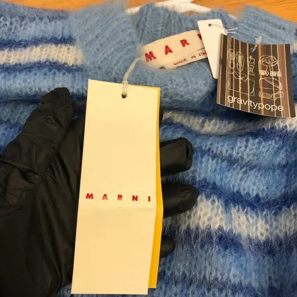 Marni Blue & White Striped Mohair-Blend Sweater Size 38 With Original tag - Picture 10 of 15